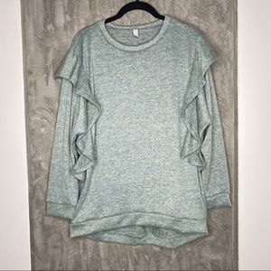 Flamingo Urban | Seafoam Ruffle Sweater